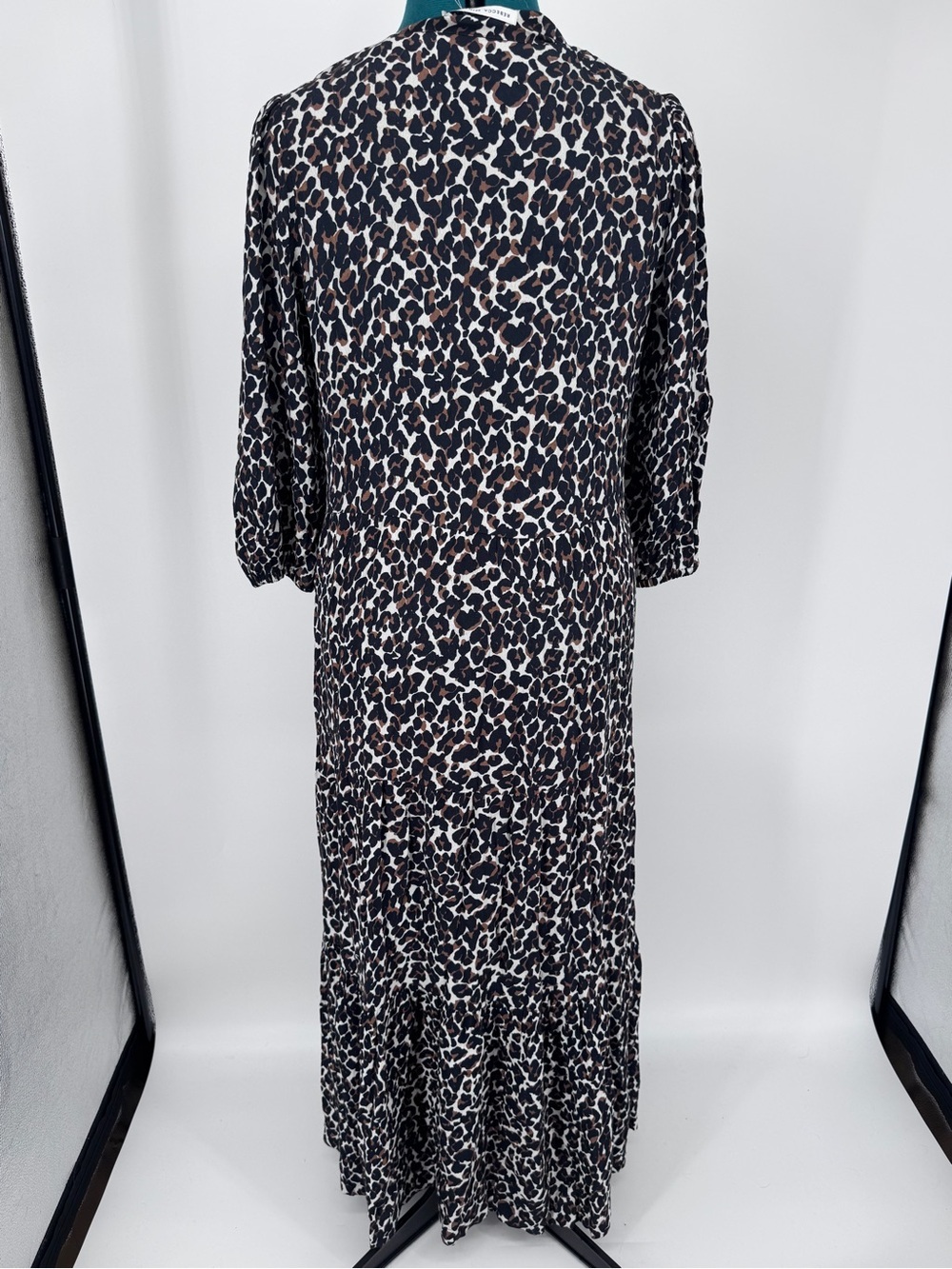 Rebecca Minkoff Black, Brown & Cream Leopard-Print Midi Dress S Small - Picture 3 of 9